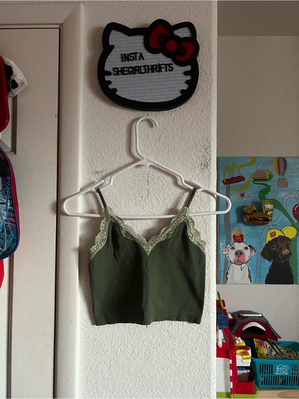 dark green seamless lace tank